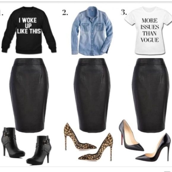 Vintage Leather pencil skirt button front - Picture 3 of 6